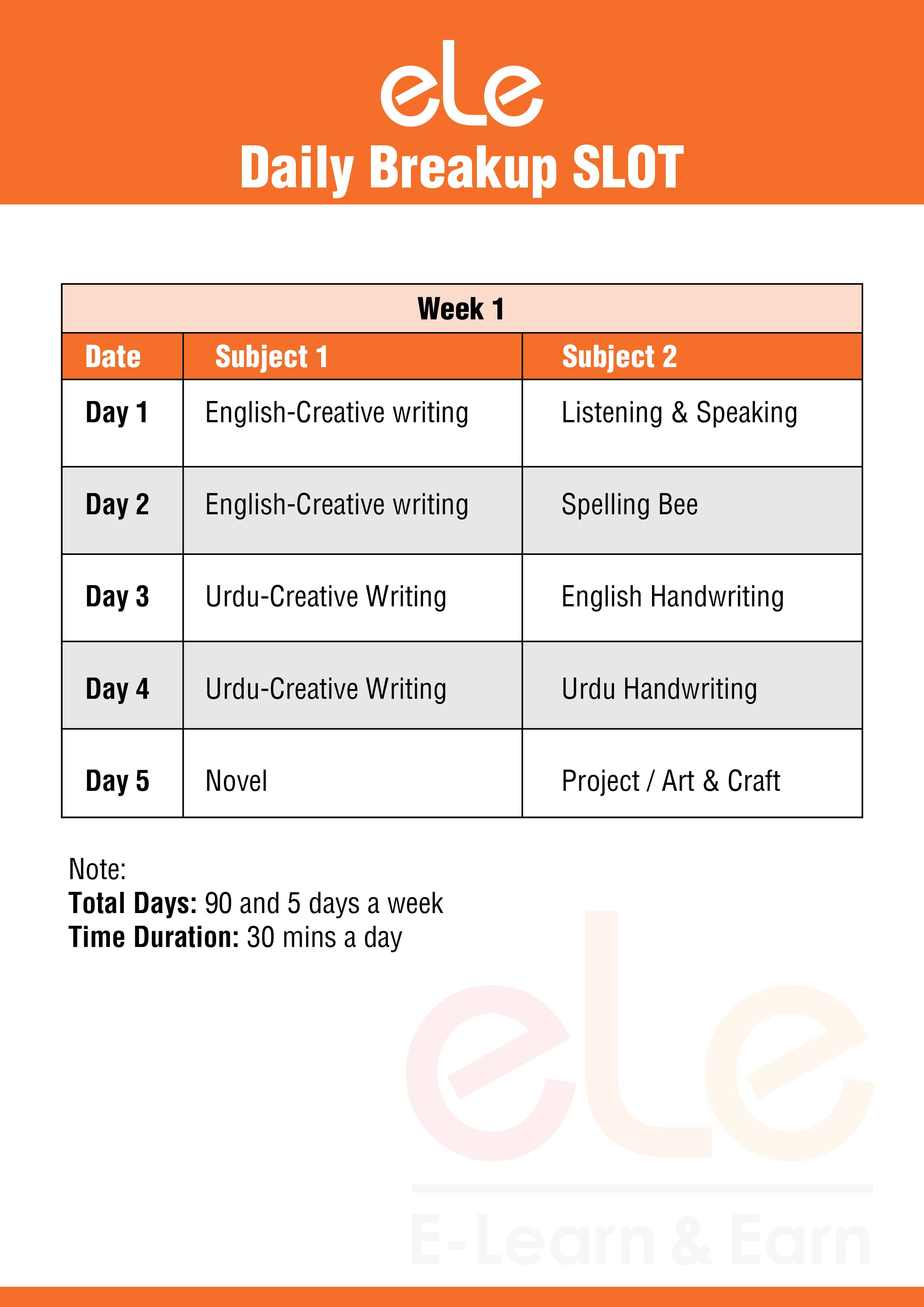 time table class 6